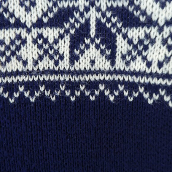 Vintage 50s Sweater Cardigan Navy White Fair Isle Antique Silver Floral Buttons - Picture 5 of 9